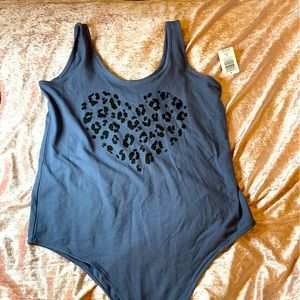 Torrid Size 1 Blue Leopard Bodysuit NWT